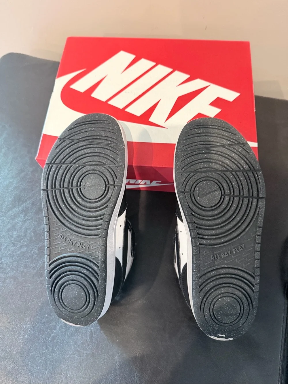 Nike Kids Black and White Court Borough low Recraft Sneakers
